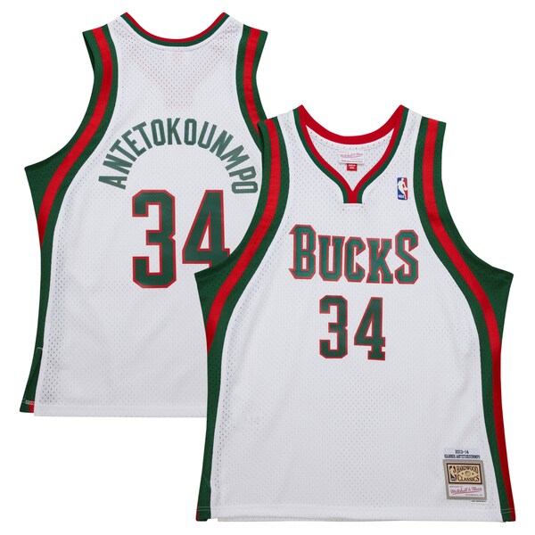 Giannis Antetokounmpo Milwaukee Bucks 2013/14 Hardwood Classics Swingman Jersey - White - Image 2
