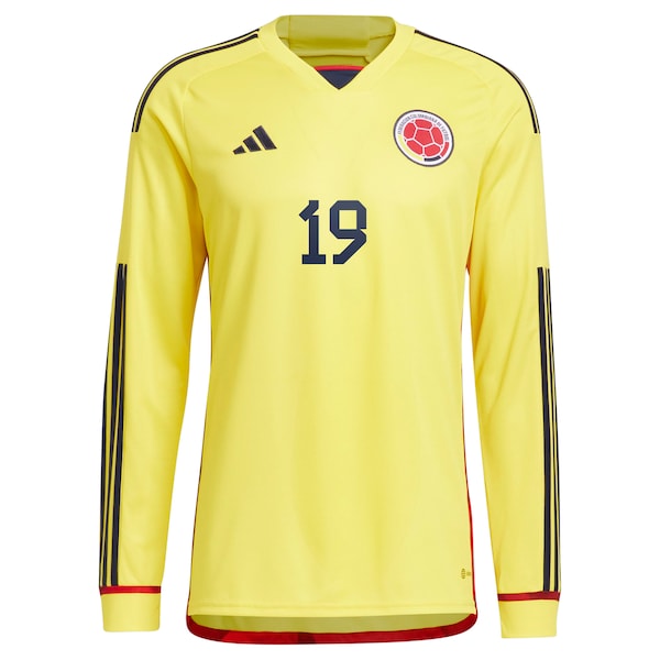 Rafael Borr¨¦ Colombia National Team adidas 2022/23 Home Replica Long Sleeve Player Jersey - Yellow - Image 2