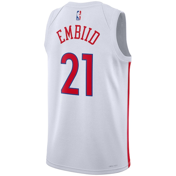 Joel Embiid Philadelphia 76ers Nike Unisex 2022/23 Swingman Jersey - City Edition - White - Image 3