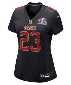 Alternative view of Christian McCaffrey San Francisco 49ers Nike Women's Super Bowl LVIII Carbon Fashion Game Player Jersey - Black