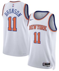 Alternative view of Jalen Brunson New York Knicks Nike Unisex Swingman Jersey - Association Edition - White/Blue
