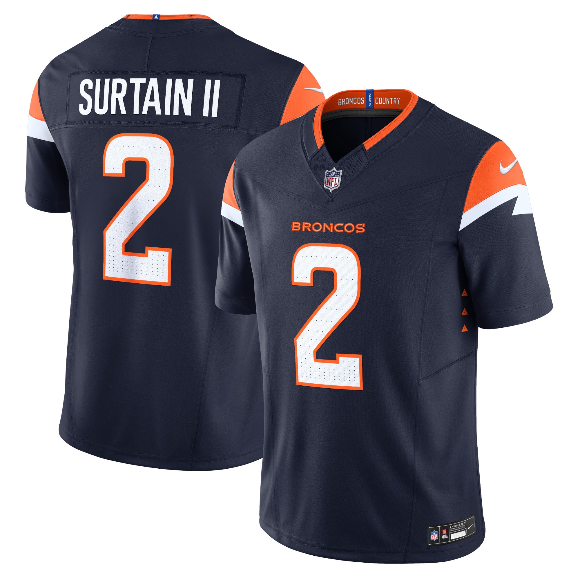 Patrick Surtain II Denver Broncos Nike Vapor F.U.S.E. Limited Jersey - Orange/Navy - Image 6