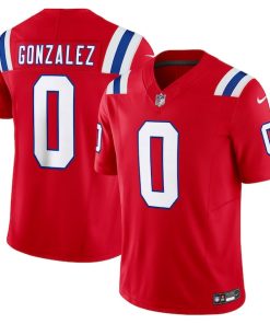 Alternative view of Christian Gonzalez New England Patriots Nike Alternate Vapor F.U.S.E. Limited Jersey - Red/Navy