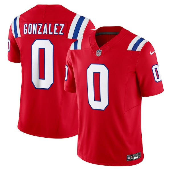 Christian Gonzalez New England Patriots Nike Alternate Vapor F.U.S.E. Limited Jersey - Red/Navy - Image 2