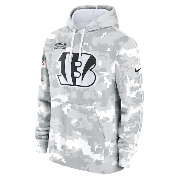 Cincinnati Bengals Nike 2024 Salute to Service Club Fleece Pullover Hoodie - Arctic Camo - Image 2