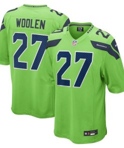 Tariq Woolen Seattle Seahawks Nike  Game Jersey - Neon Green/Navy