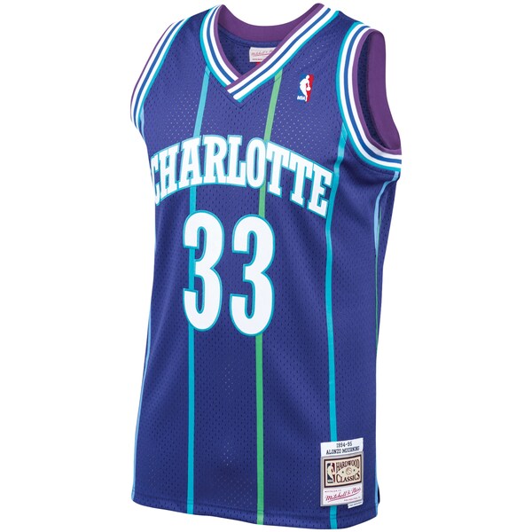 Alonzo Mourning Charlotte Hornets 1994/95 Hardwood Classics Swingman Jersey - Purple - Image 2