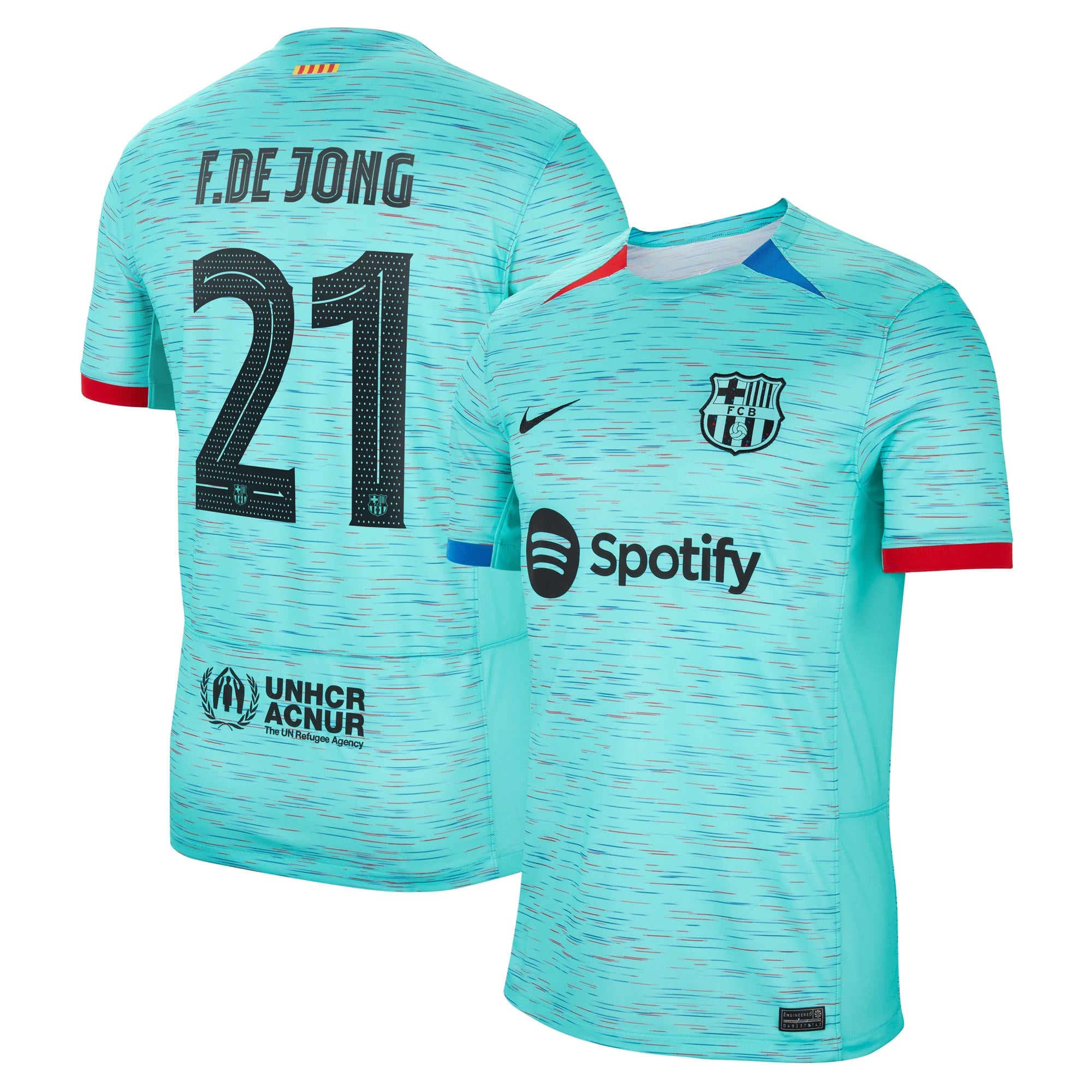Frenkie de Jong Barcelona Nike 2023/24 Home Replica Jersey - Royal/Aqua/White - Image 7