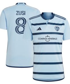 Graham Zusi Sporting Kansas City adidas 2024 Hoops 4.0 Replica Player Jersey - Light Blue