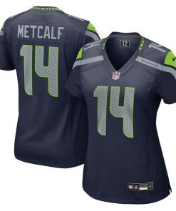 Alternative view of DK Metcalf Seattle Seahawks Nike Women's Team Game Jersey - College College Navy/Neon Green