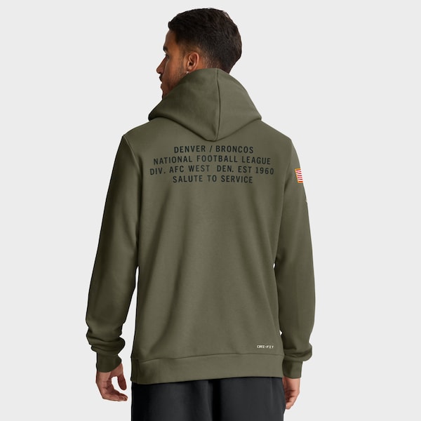 Denver Broncos Nike 2025 Salute to Service Sideline Standard Issue Dri-FIT Hoodie - Olive - Image 3
