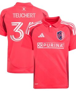 Cedric Teuchert St. Louis City SC adidas Youth 2025 Forever CITY Red Replica Player Jersey - Pink