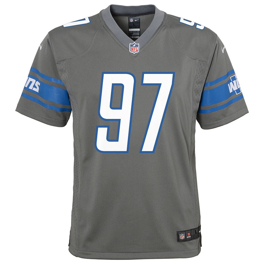 Aidan Hutchinson Detroit Lions Nike Youth Game Jersey - Steel - Image 2
