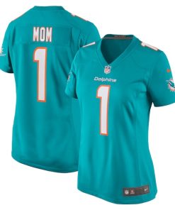 Number 1 Mom Miami Dolphins Nike Women's Game Jersey - Aqua