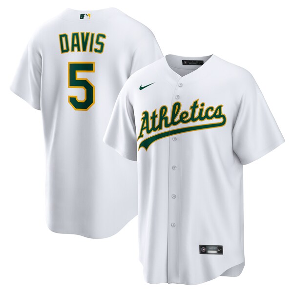 JD Davis Oakland Athletics Nike Home Replica Jersey - White/Kelly Green - Image 2