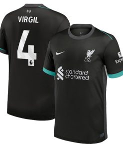 Alternative view of Virgil van Dijk Liverpool Nike 2024/25 Away Replica Jersey - Forest Green
