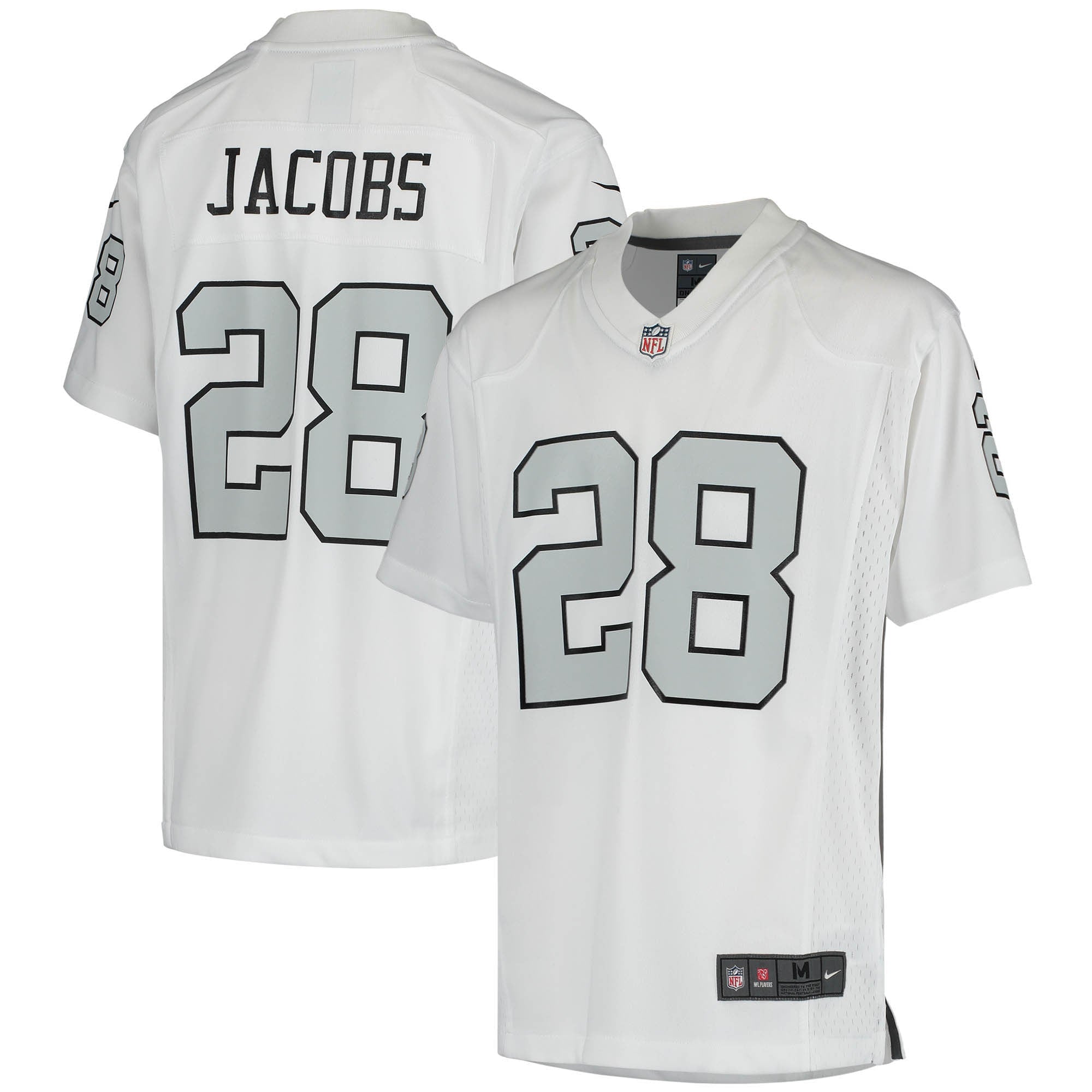 Josh Jacobs Las Vegas Raiders Nike Youth Game Jersey - Black/White - Image 2