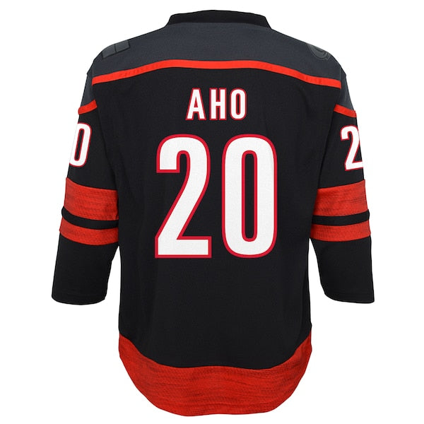 Sebastian Aho Carolina Hurricanes Youth Home Replica Player Jersey - Black/White - Image 5