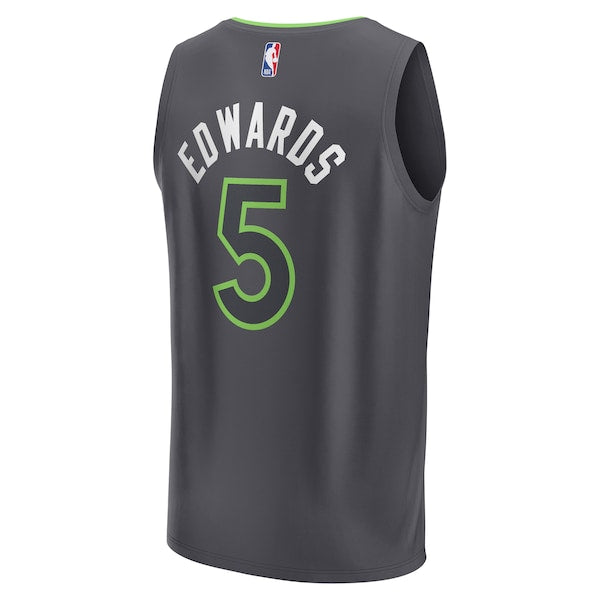 Anthony Edwards Minnesota Timberwolves Youth Fast Break Replica Player Jersey - Statement Edition - Anthracite - Image 3