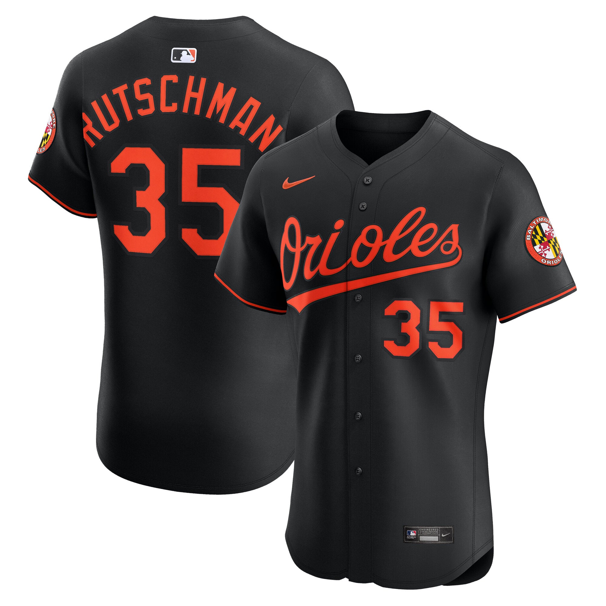 Adley Rutschman Baltimore Orioles Nike Alternate 2 Elite Jersey - Orange/White/Black - Image 6
