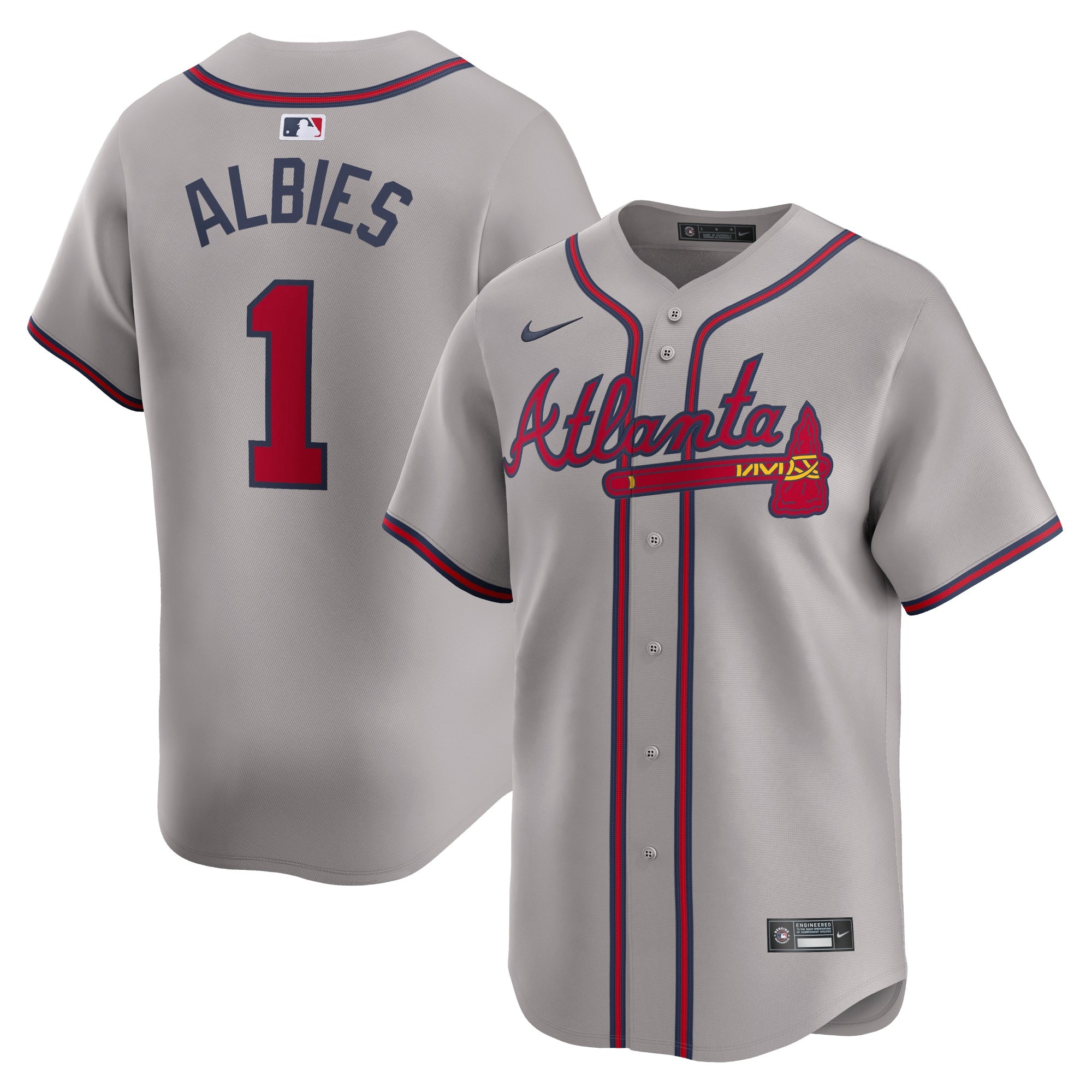 Ozzie Albies Atlanta Braves Nike Home Limited Player Jersey - White/Gray - Image 8