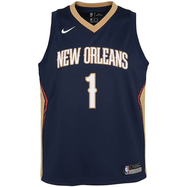 Zion Williamson New Orleans Pelicans Nike Youth Swingman Jersey - Icon Edition - Navy/White - Image 2