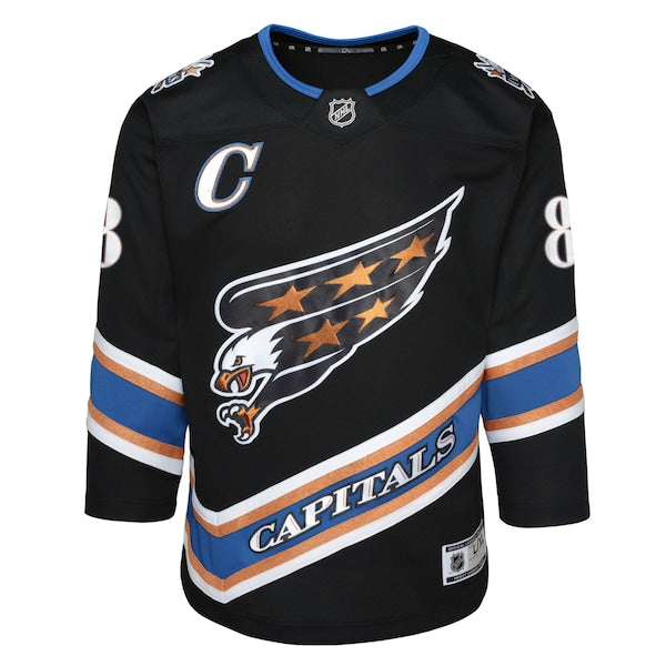 Alexander Ovechkin Washington Capitals Youth Alternate 50th Anniversary Premier Player Jersey - Black/Navy - Image 5