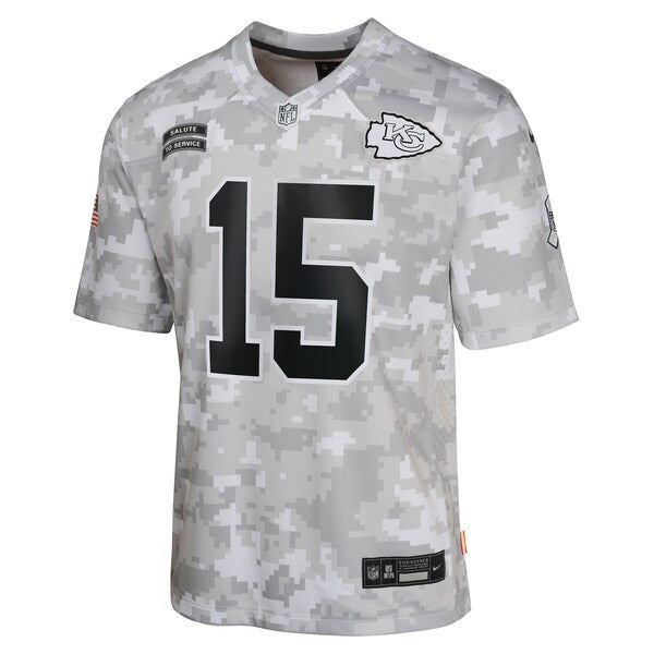 Patrick Mahomes Kansas City Chiefs Nike Youth 2024 Salute to Service Game Jersey - Arctic Camo - Image 2