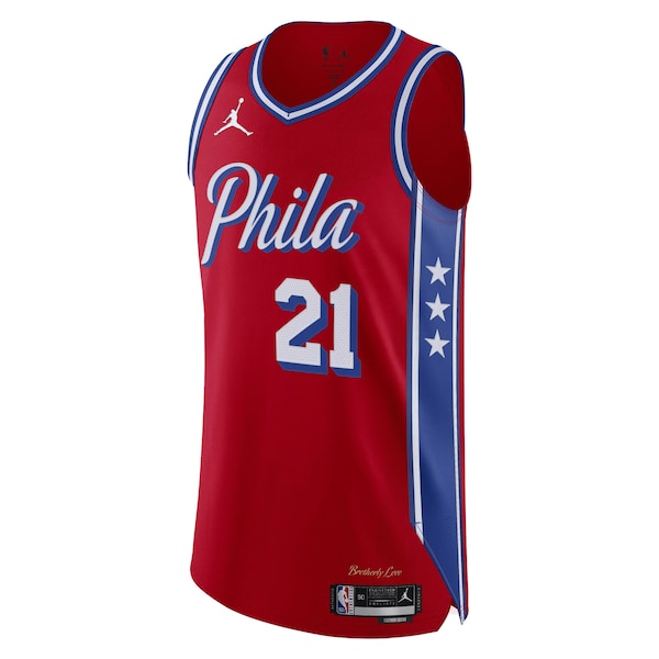 Joel Embiid Philadelphia 76ers Jordan Brand Authentic Player Jersey - Statement Edition - Red - Image 2
