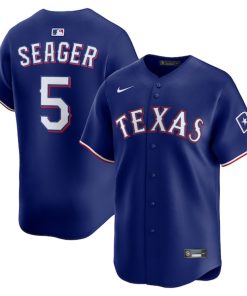 Alternative view of Corey Seager Texas Rangers Nike Alternate 2 Limited Jersey - Royal/Light Blue