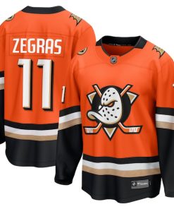 Alternative view of Trevor Zegras Anaheim Ducks  Home Premier Breakaway Player Jersey - Orange/Black