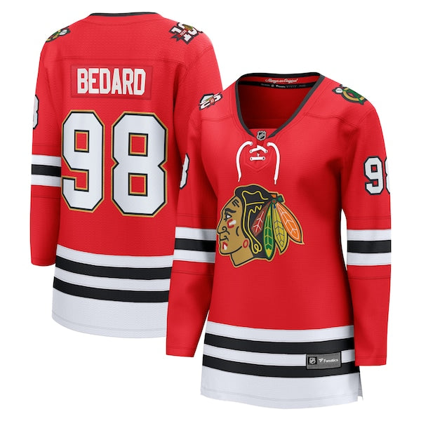 Connor Bedard Chicago Blackhawks Women's Centennial Breakaway Player Jersey - Red