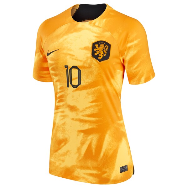 Memphis Depay Netherlands National Team Nike Women's 2022/23 Home Breathe Stadium Replica Player Jersey - Orange - Image 2