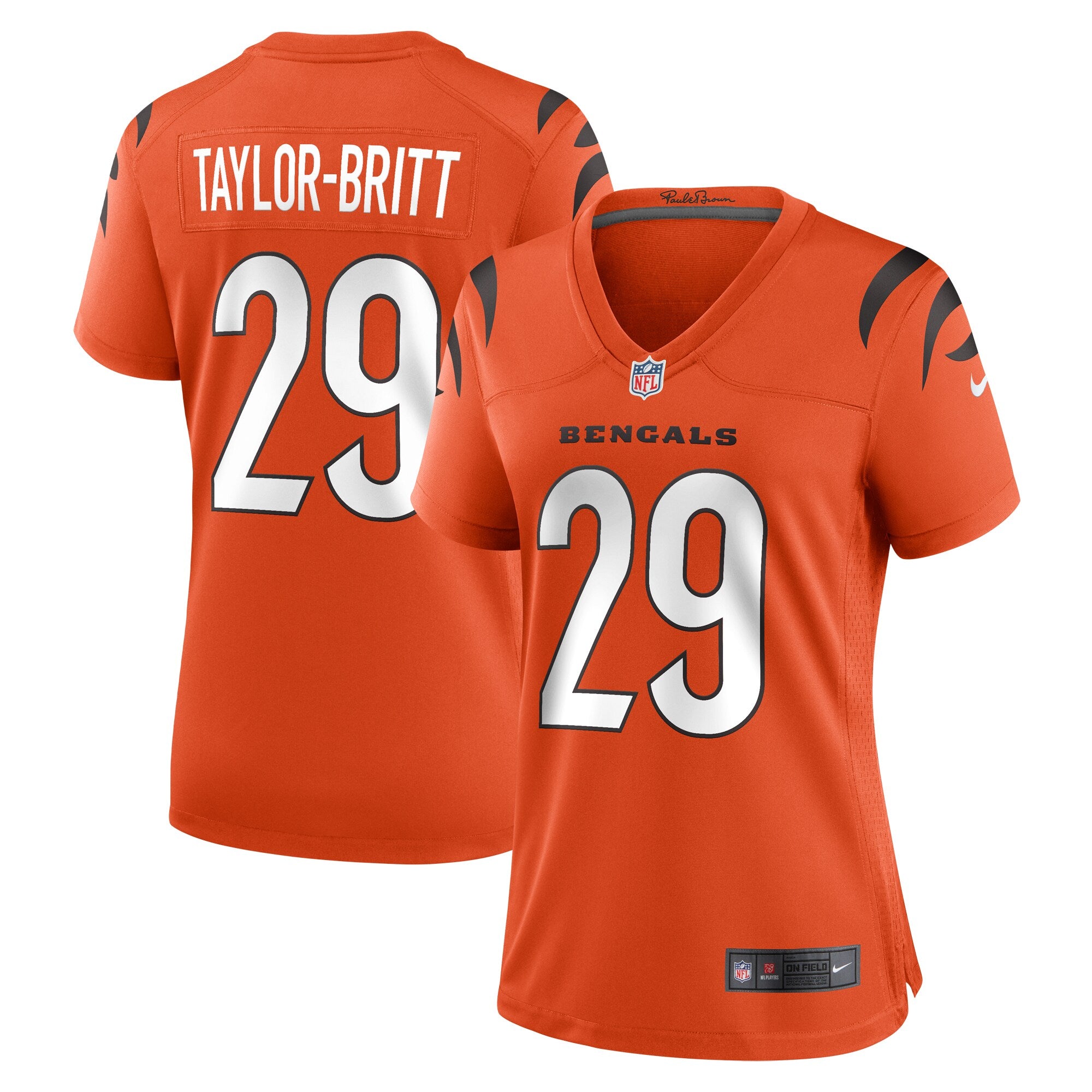 Cam Taylor-Britt Cincinnati Bengals Nike Women's Game Player Jersey - Black/Orange - Image 6