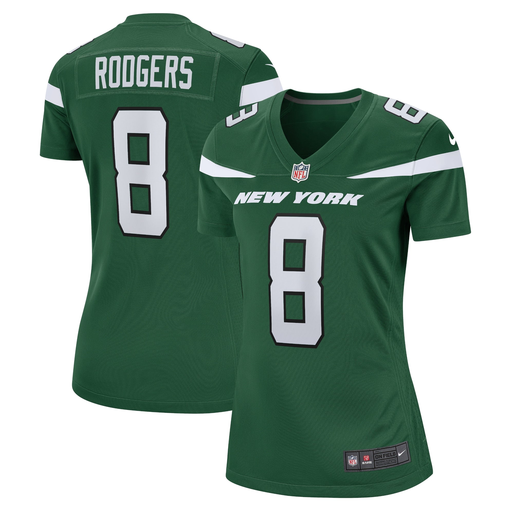Aaron Rodgers New York Jets Nike Women's Player Jersey - White/Black/Green - Image 4