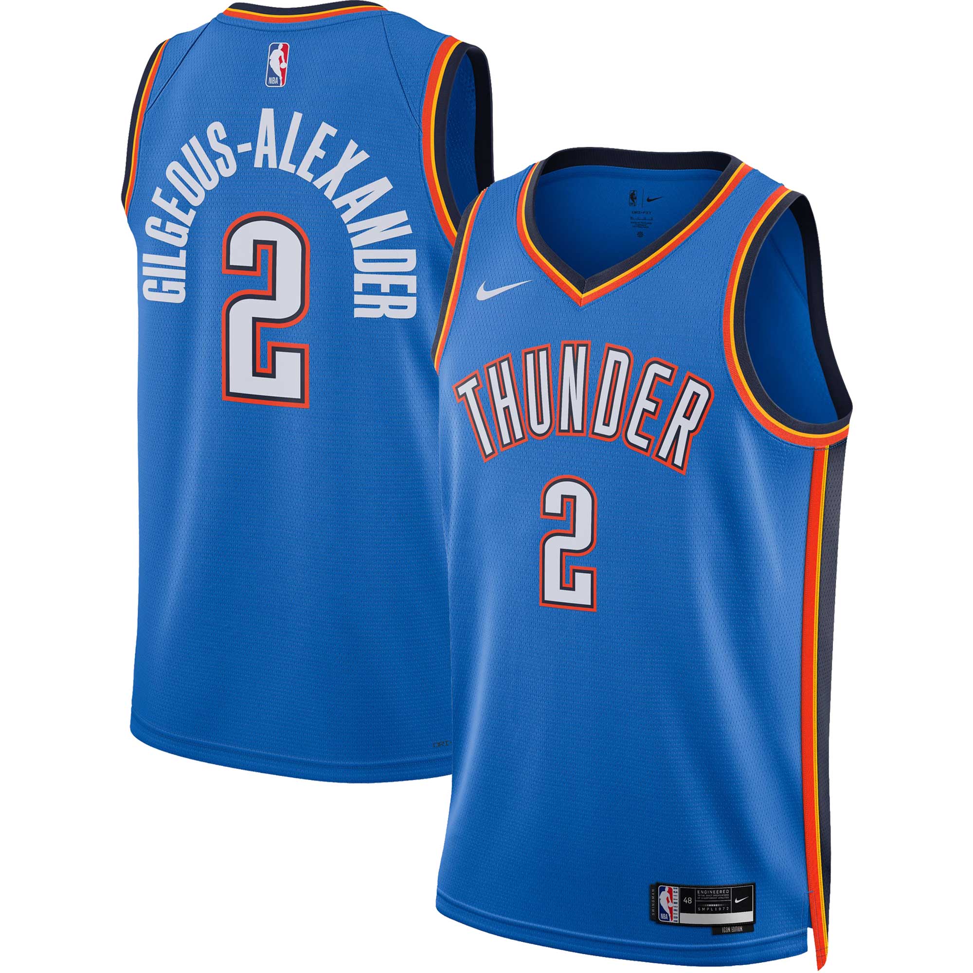Shai Gilgeous-Alexander Oklahoma City Thunder Nike Unisex Swingman Jersey - Association Edition - White/Blue - Image 6
