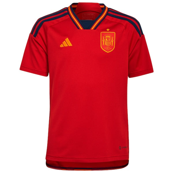 Spain National Team adidas Youth 2022/23 Home Replica Jersey - Red - Image 2