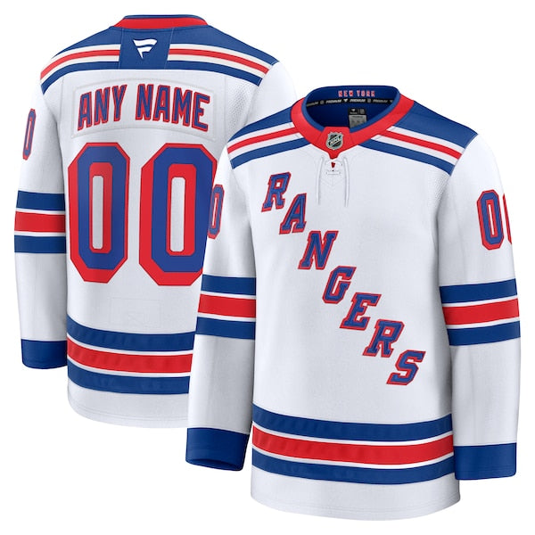 New York Rangers Away Premium Custom Jersey - White/Navy/Royal