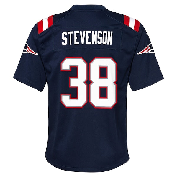 Rhamondre Stevenson New England Patriots Nike Youth Team Player Game Jersey - Navy - Image 3