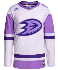 Alternative view of Anaheim Ducks adidas Hockey Fights Cancer Primegreen Authentic Custom Jersey - White/Purple
