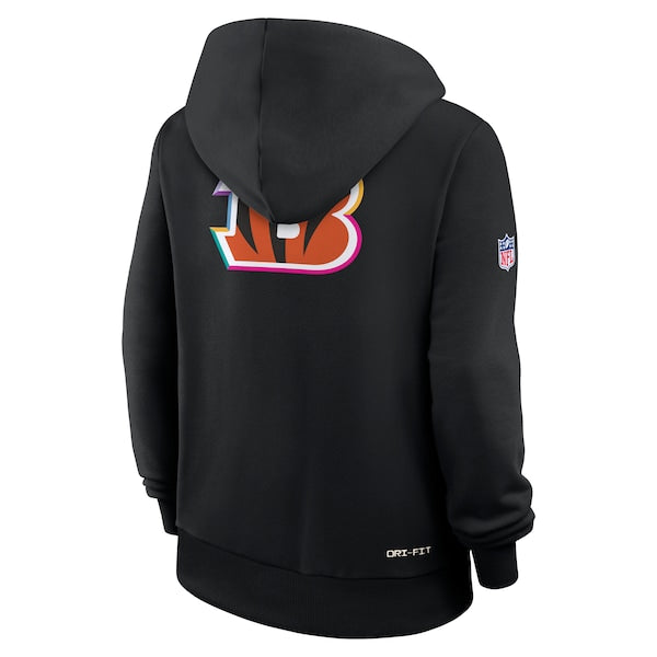Cincinnati Bengals Nike Women's 2025 NFL Crucial Catch Sideline Standard Issue Dri-FIT Hoodie - Black - Image 3