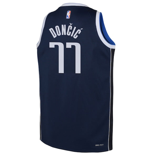 Luka Doncic Dallas Mavericks Jordan Brand Youth Swingman Jersey - Statement Edition - Navy - Image 3