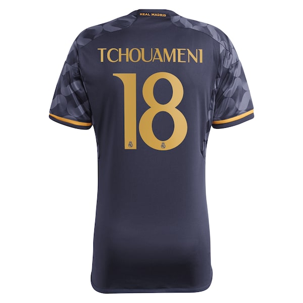 Aur¨¦lien Tchouam¨¦ni Los Merengues adidas 2023/24 Away Replica Player Jersey - Navy/White - Image 5