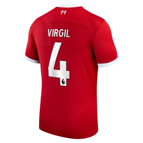 Virgil Van Dijk Liverpool Nike 2023/24 Home Replica Player Jersey - Red/White - Image 6