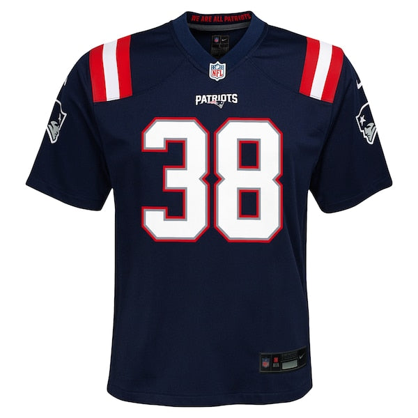 Rhamondre Stevenson New England Patriots Nike Youth Team Player Game Jersey - Navy - Image 2