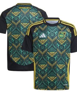 Alternative view of Jamaica National Team adidas Youth 2024 Away Replica Jersey - Black/Yellow