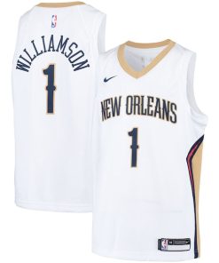 Alternative view of Zion Williamson New Orleans Pelicans Nike Youth Swingman Player Jersey - Association Edition - White/Navy