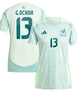 Alternative view of Guillermo Ochoa Mexico National Team adidas Women's 2024 Away Replica Player Jersey - Green/Burgundy
