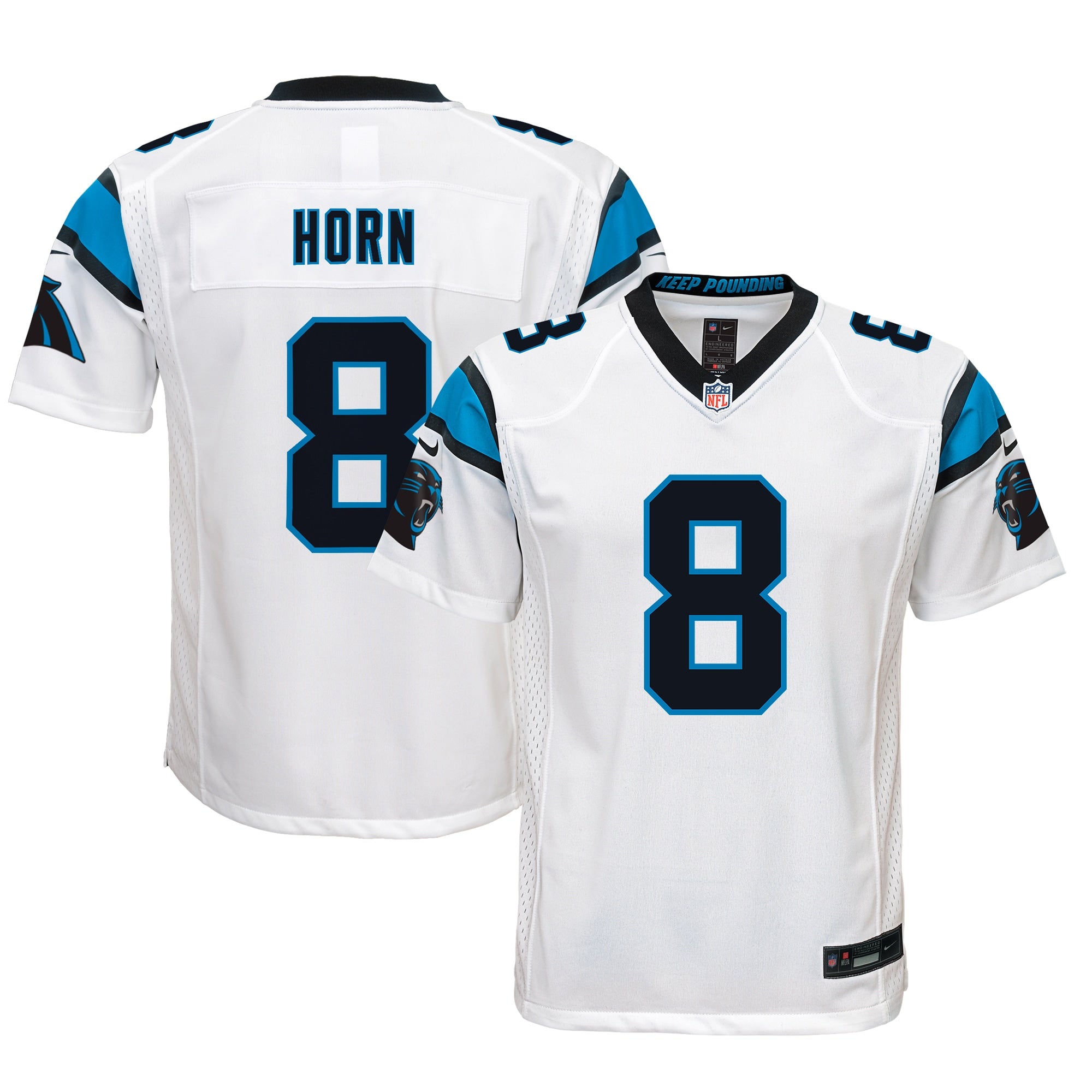 Jaycee Horn Carolina Panthers Nike Youth Game Jersey - Blue/White - Image 6