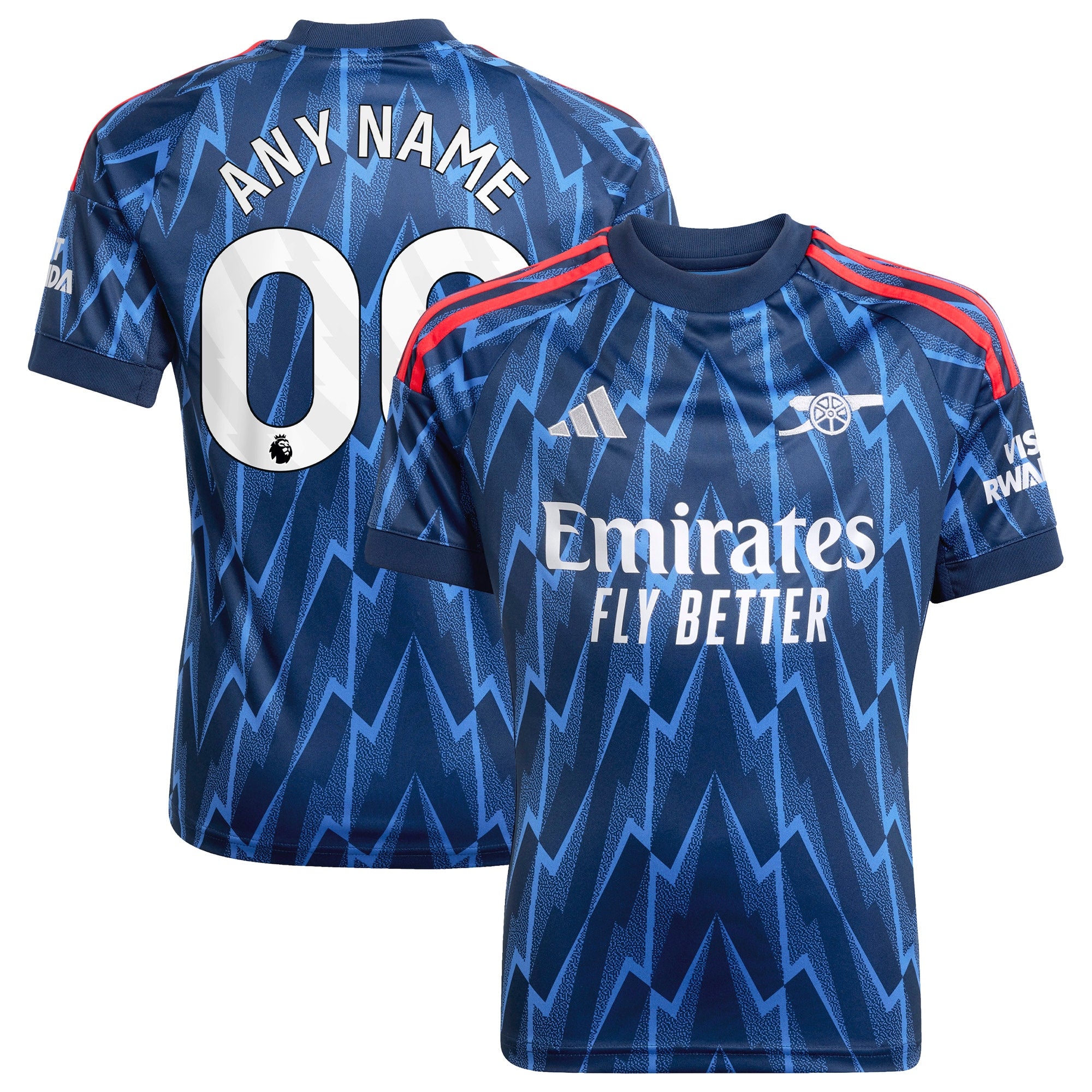 Arsenal adidas 2025/26 Third Replica Custom Jersey - White/Red/Blue - Image 5